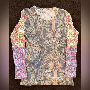 Sundance Catalog by Before & Again Multicolor Patterned Long Sleeve Tee  XL